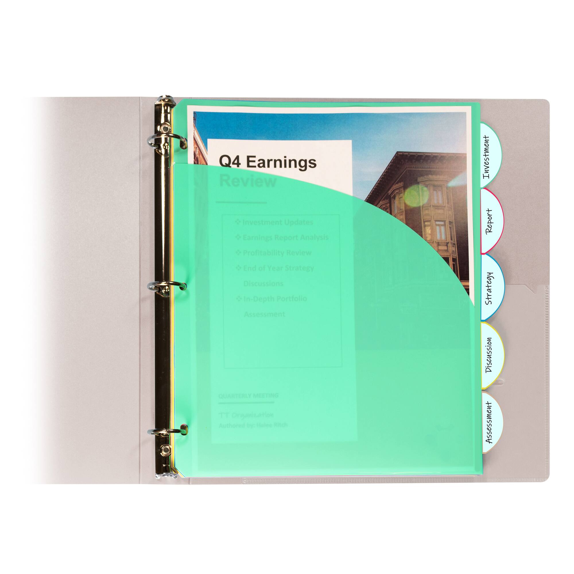 C-Line® 8.5" x 11" Assorted Color 5-Tab Poly Index Dividers with Slant Pocket, 6 Packs of 5